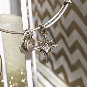 Alex and Ani silver finish Northstar bangle bracelet.